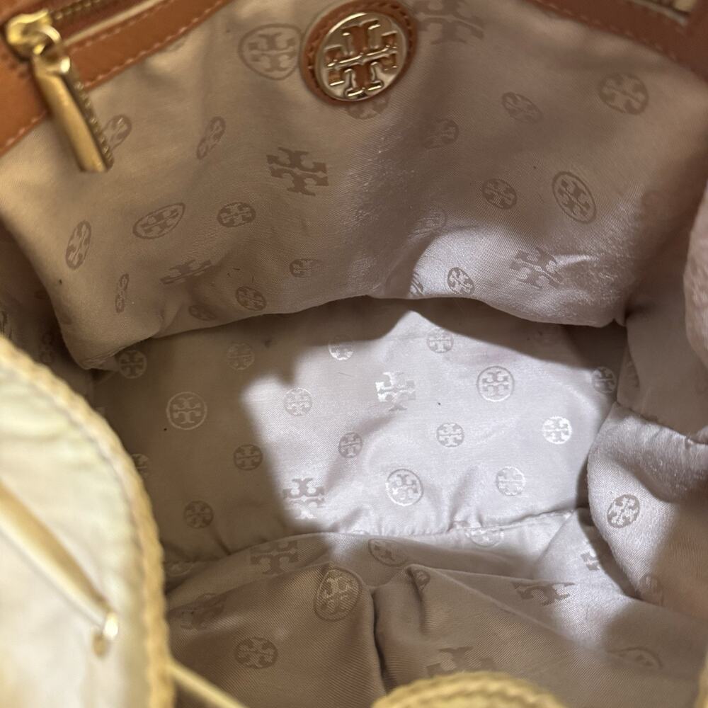 Tory Burch Penn Backpack Tan Nylon Brown PU Leather Pockets Handbag Purse - Picture 16 of 16